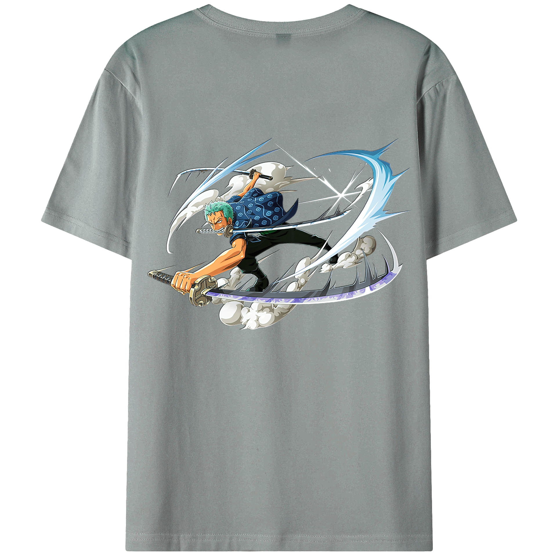 ワンピース ロロノア・ゾロ ONE PIECE Roronoa Zoro 綿100％ メンズ半袖Tシャツ（バックプリント） 通気性